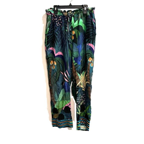 Farm Rio Anthropologie Women Colorful Cropped Pants S Tropique Boho Tropical - Picture 1 of 9
